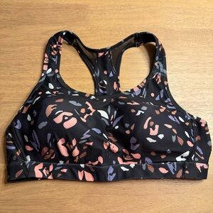Avia Black and Pink Patterned Sports Bra XXL